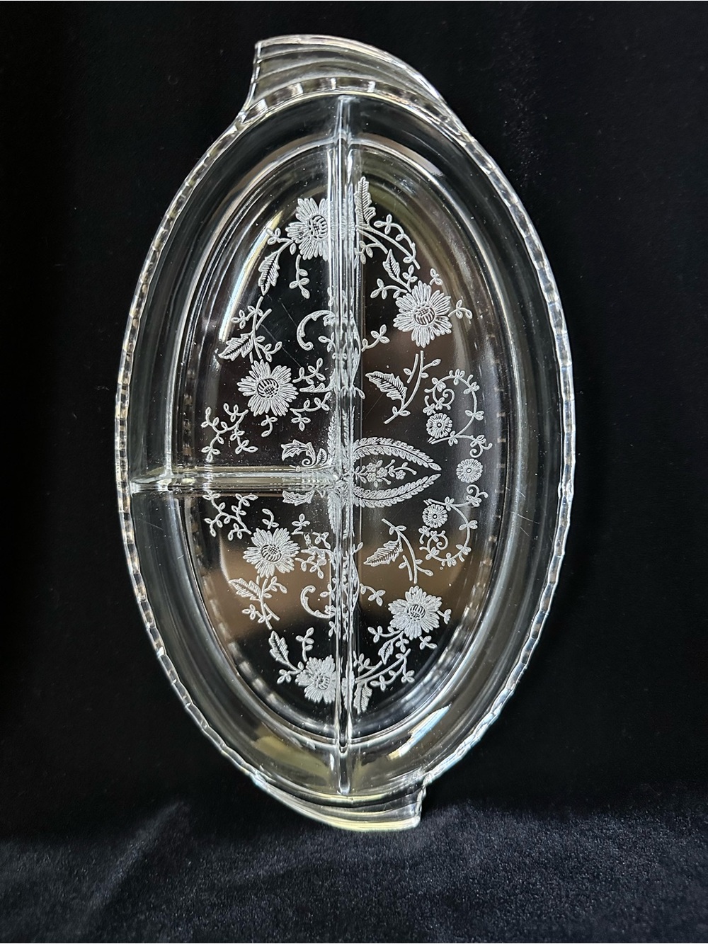 Vintage Viking New Martinsville Clear Glass Prelude 3-Section Oval Relish Dish